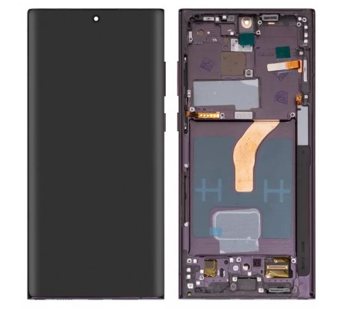 Дисплей для Samsung S908B Galaxy S22 Ultra 5G, фиолетовый, с рамкой, High Copy (OLED)