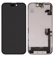 Дисплей для iPhone 16, черный, с рамкой, High Copy (OLED), GX OEM hard