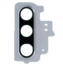 Стекло камеры для Samsung N970F Galaxy Note 10, серебристое (Aura Glow), с рамкой