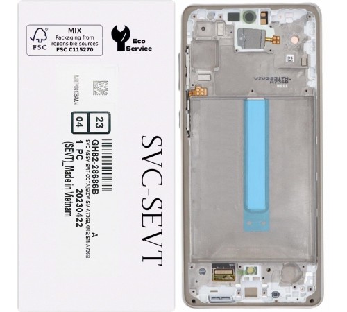 Дисплей для Samsung A736 Galaxy A73 5G, білий, з рамкою, Original, сервісна упаковка, GH82-28686B