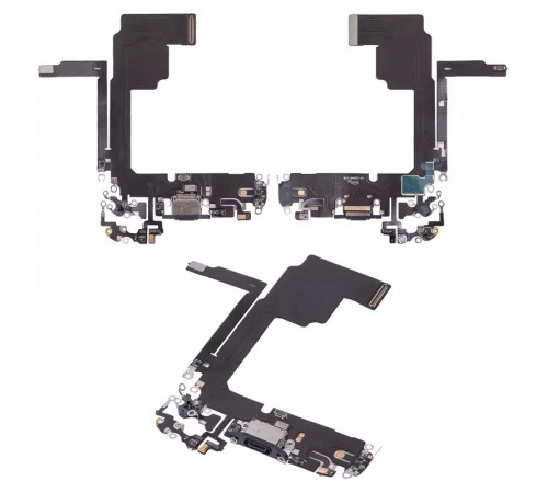 Шлейф для iPhone 15 Pro, коннектора зарядки, синий, с микрофоном, High Copy