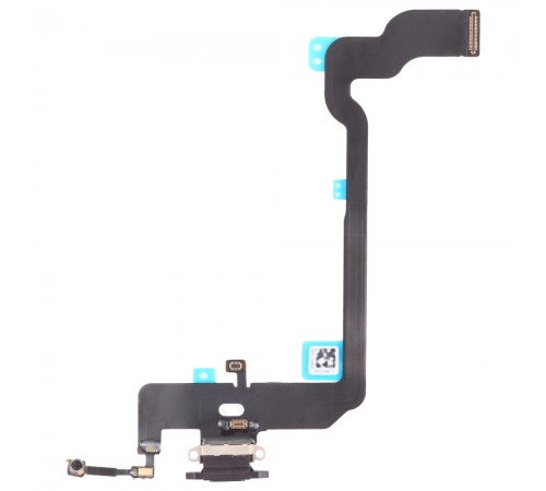 Шлейф для iPhone XS, коннектора зарядки, черный, с микрофоном, Original (PRC), с разборки