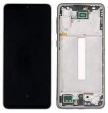 Дисплей для Samsung A336 Galaxy A33 5G, серебристый (White), с рамкой, High Copy с широким ободком, (OLED)