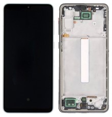 Дисплей для Samsung A336 Galaxy A33 5G, серебристый (White), с рамкой, High Copy с широким ободком, (OLED)