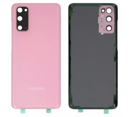Задняя панель корпуса для Samsung G980 Galaxy S20, розовая (Cloud Pink) + стекло камеры