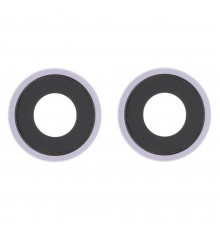 Стекло камеры для iPhone 14, iPhone 14 Plus, фиолетовое, с рамкой, комплект 2 шт.