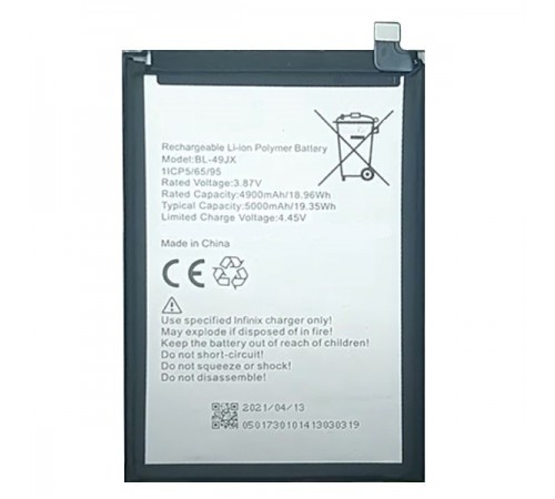 Акумулятор BL-49JX для Infinix Hot 30, Note 10 Pro, Note 11 Pro, Li-Polymer, 3,87 В, 5000 мАг, High Copy