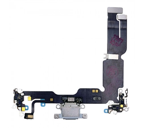 Шлейф для iPhone 15 Plus, коннектора зарядки, голубой, с микрофоном, Original (PRC), с разборки