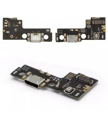 Шлейф для Xiaomi Poco C55, Redmi 11A, Redmi 12C, коннектора зарядки, с микрофоном, с компонентами, Сopy, плата зарядки