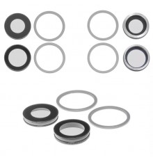 Скло камери для iPhone 12, сріблясте, з рамкою, комплект 2 шт.