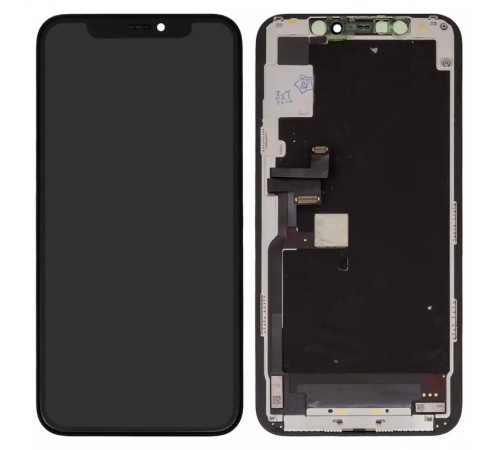 Дисплей для iPhone 11 Pro, черный, с рамкой, Оригинал (переклеено стекло), с пластиками камеры и датчика приближения