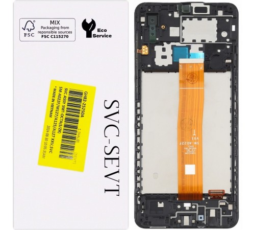 Дисплей для Samsung A022F Galaxy A02, чорний, з рамкою, Original