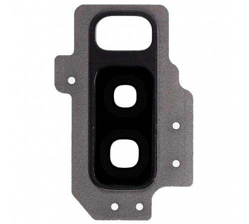 Скло камери для Samsung G965 Galaxy S9 Plus, сіре (Titanium Gray), з рамкою