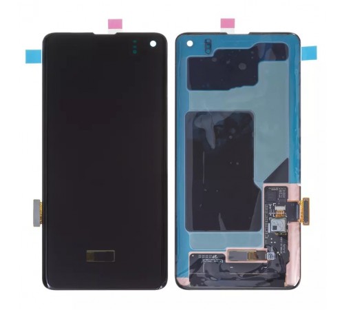Дисплей для Samsung G973 Galaxy S10, черный, без рамки, Оригинал (переклеено стекло)