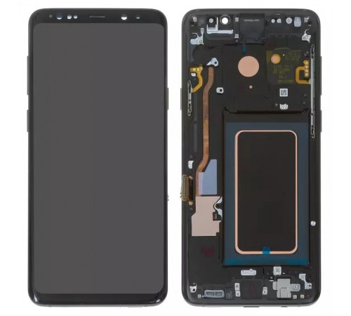Дисплей для Samsung G965 Galaxy S9 Plus, черный, с рамкой, Оригинал (переклеено стекло), midnight black