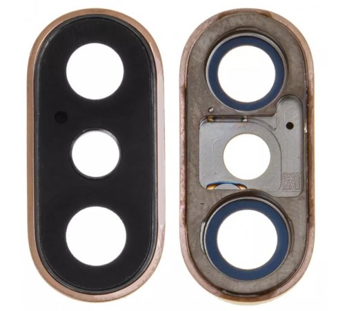 Скло камери для iPhone XS Max, золотисте, з рамкою