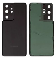 Задняя панель корпуса для Samsung G998 Galaxy S21 Ultra 5G, черная + стекло камеры
