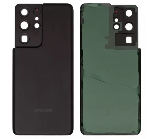 Задняя панель корпуса для Samsung G998 Galaxy S21 Ultra 5G, черная + стекло камеры