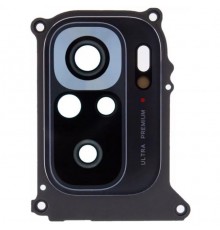 Скло камери для Xiaomi Redmi Note 10S, Poco M5s, чорне, з рамкою