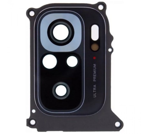 Скло камери для Xiaomi Redmi Note 10S, Poco M5s, чорне, з рамкою