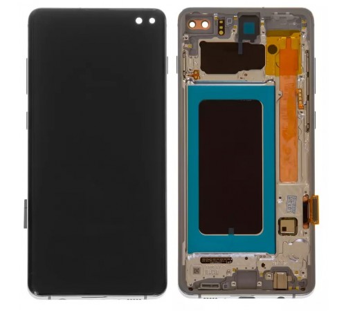 Дисплей для Samsung G975 Galaxy S10 Plus, белый, с рамкой, Оригинал (переклеено стекло) Дисплей для Samsung G975 Galaxy S10 Plus, белый, с рамкой, Оригинал (переклеено стекло)