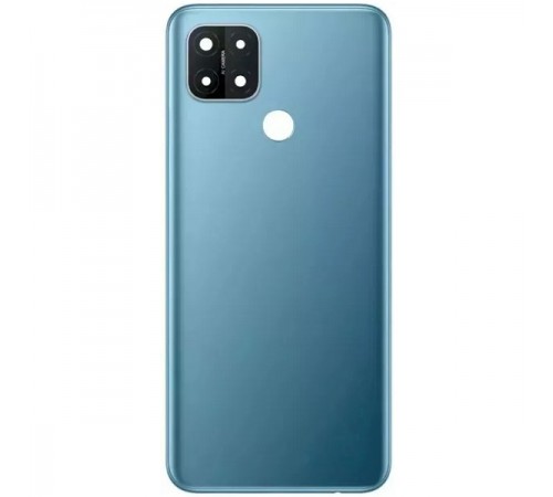 Задня панель корпуса для Oppo A15, A15s, A35, голуба (Mystery Blue) + скло камери