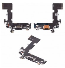 Шлейф для iPhone 13, коннектора зарядки, черный, с микрофоном, High Copy
