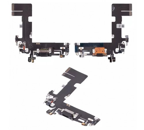 Шлейф для iPhone 13, коннектора зарядки, черный, с микрофоном, High Copy