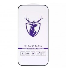 Защитное стекло ASP для Apple iPhone 14 Pro, совместимо с чехлом, Full Glue, черный, HD deer