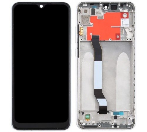 Дисплей для Xiaomi Redmi Note 8T, черный, Лого Redmi, серебристый (Moonlight White), с рамкой, Original (PRC), M1908C3XG