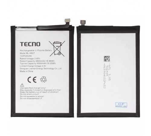 Акумулятор BL-49GT для Tecno Camon 17, Camon 17P, Spark 9 Pro, Li-Polymer, 3,7 В, 5000 мАг, Original (PRC)
