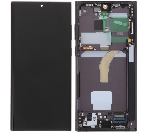 Дисплей для Samsung S908B Galaxy S22 Ultra 5G, серый (Graphite), с рамкой, Original (PRC), #GH82-27483E