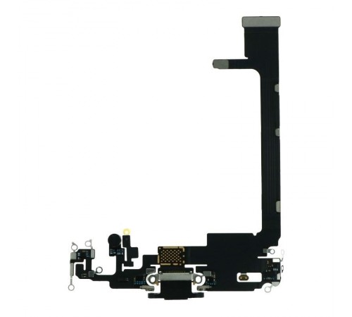 Шлейф для iPhone 11 Pro Max, конектора навушників, конектора зарядки, сірий (Matte Space Gray), з мікрофоном, High Copy