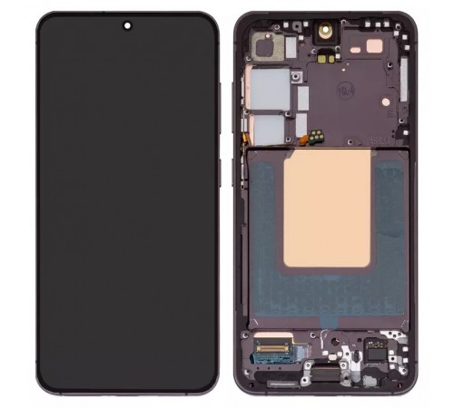 Дисплей для Samsung S921 Galaxy S24, черный, с рамкой, Оригинал (переклеено стекло)