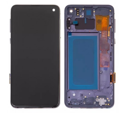 Дисплей для Samsung G970 Galaxy S10e, черный, с рамкой, Оригинал (переклеено стекло)