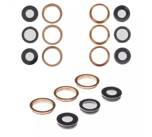 Скло камери для iPhone 11 Pro, золотисте, з рамкою, комплект 6 шт., matte gold