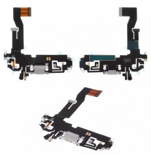 Шлейф для iPhone 12, iPhone 12 Pro, конектора зарядки, білий, з мікрофоном, Copy