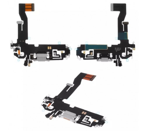 Шлейф для iPhone 12, iPhone 12 Pro, конектора зарядки, білий, з мікрофоном, Copy