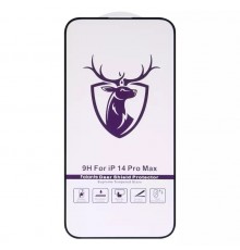 Защитное стекло ASP для Apple iPhone 14 Pro Max, совместимо с чехлом, Full Glue, черный, HD deer