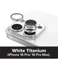 Захисне скло камери для Apple iPhone 16 Pro, iPhone 16 Pro Max, Camera Armor Pro Sapphire Lens Protector, X-One, White Titanium