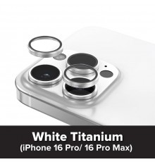 Защитное стекло камеры для Apple iPhone 16 Pro, iPhone 16 Pro Max, Camera Armor Pro Sapphire Lens Protector, X-One, White Titanium