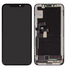 Дисплей для iPhone X, чорний, з рамкою, Оригінал (переклеєно скло), з пластиками камери і датчика наближення