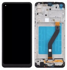 Дисплей для Samsung A215 Galaxy A21, черный, с рамкой, High Copy