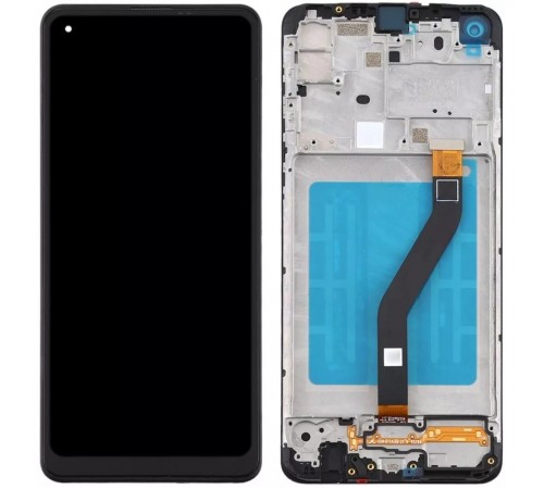 Дисплей для Samsung A215 Galaxy A21, черный, с рамкой, High Copy