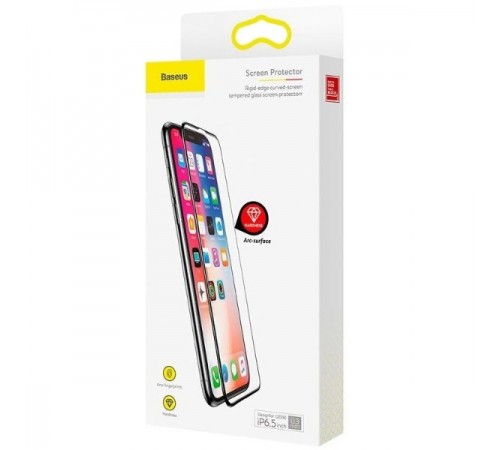 Захисне скло для Apple iPhone XS Max, iPhone 11 Pro Max, 0.3mm, 5D, 9H, Rigid-Edge Curved-Screen Tempered Glass, Baseus (SGAPIPH65-AJG01), чорний 