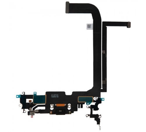 Шлейф для iPhone 13 Pro Max, конектора зарядки, чорний, з мікрофоном, з компонентами, Original (PRC), Lightning, graphite, з розбирання