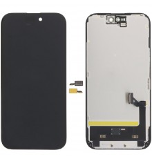 Дисплей для iPhone 15, черный, с рамкой, High Copy без микросхемы, (OLED), DD OEM hard