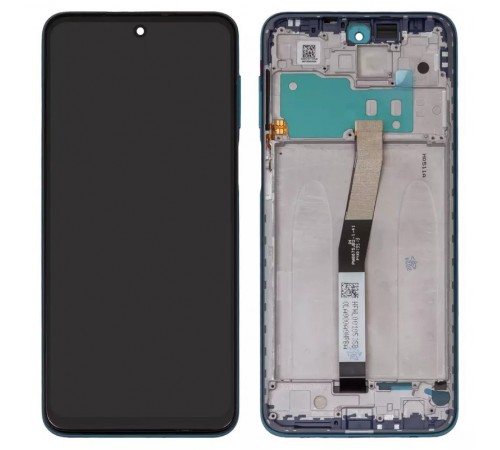 Дисплей для Xiaomi Redmi Note 9 Pro, Redmi Note 9S, синій (Aurora Blue), з широким обідком, з рамкою, Copy, In-Cell