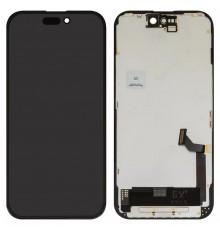 Дисплей для iPhone 15, черный, с рамкой, High Copy (OLED), GX OEM hard