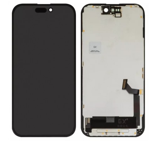 Дисплей для iPhone 15, чорний, з рамкою, High Copy (OLED), GX OEM hard